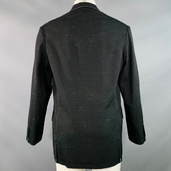 YOHJI YAMAMOTO Size S Black Grey Wool Blend Contrast Stitch Jacket - Picture 4 of 8